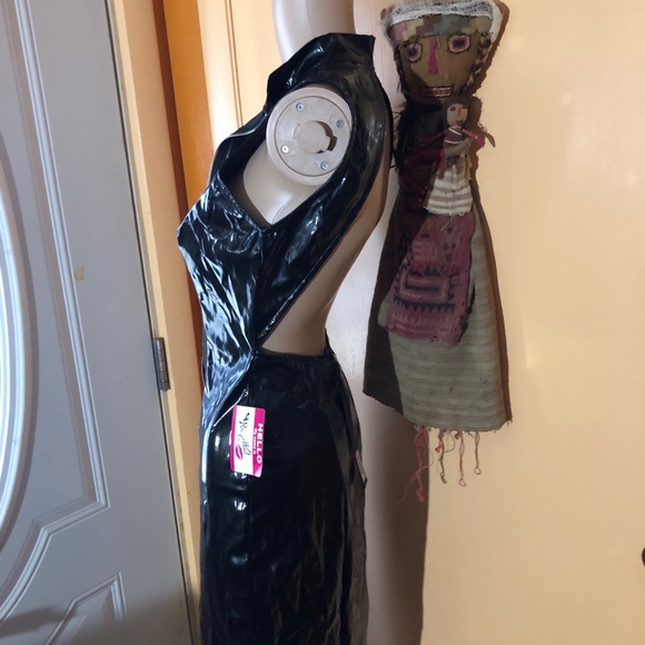 Latex Mini Dress Black Bodycon - Picture 5 of 9